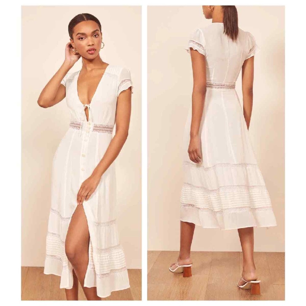 Reformation Garland Lace Trim Dress